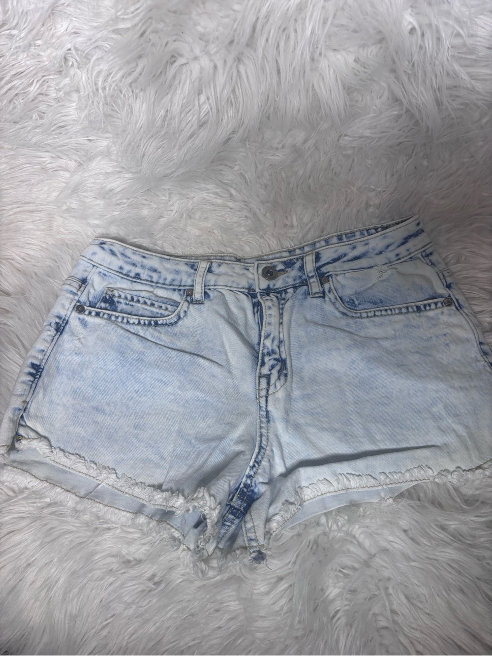 Moda Pale Blue Acid Wash Denim Cutoff Shorts